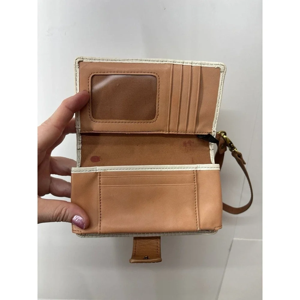 Fossil Cream & Brown Wristlet Wallet (AS IS)